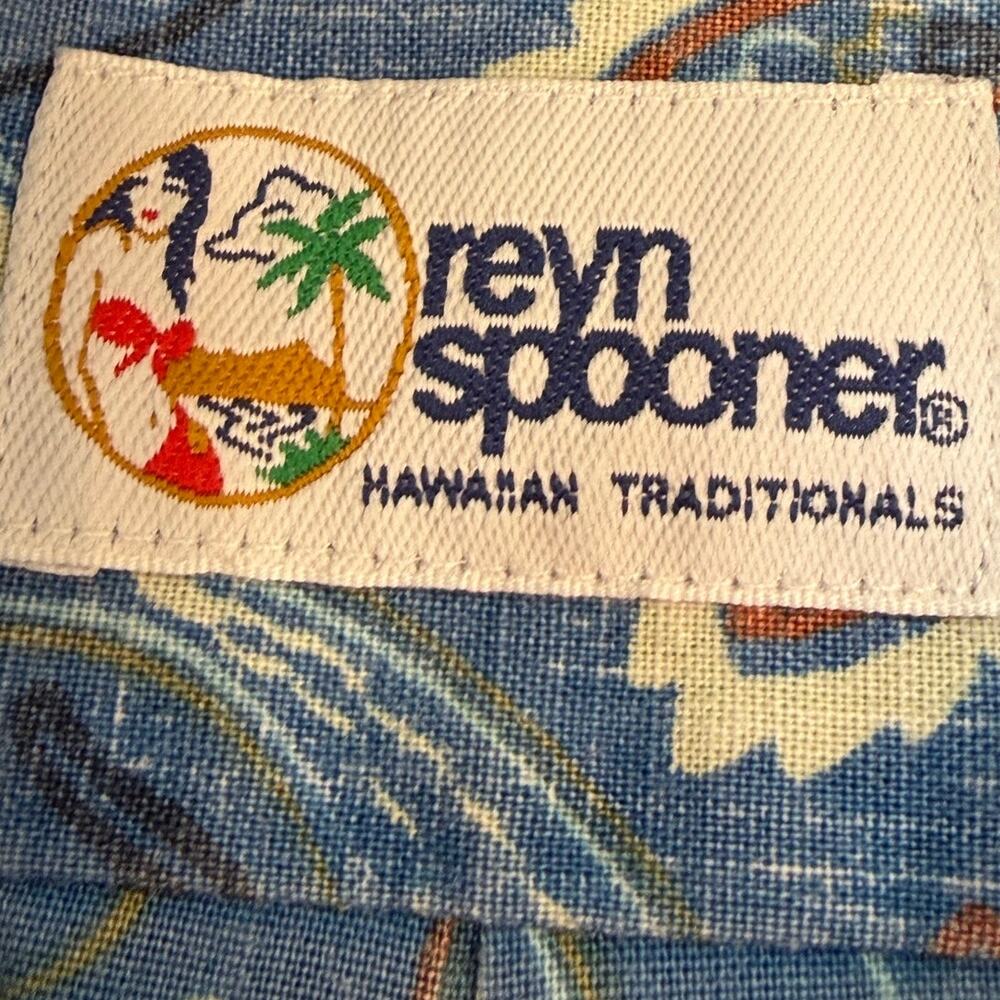 Reyn Spooner Men's 2XL Blue Hawaiian Floral Paisley Short Sleeve Button Shirt - Picture 3 of 8